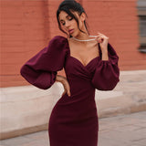 2021 summer Hot style Temperament-dress skirts in the long waist puff sleeve cotton long-sleeve formal dress