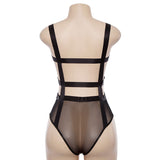 X00761C Hot Sheer Transparent Mesh Black Bodysuit for Women Skinny Strappy Backless Bodysuits Sexy Body Fashion Club