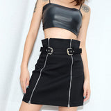 Zip Up Chic Streetwear Mid Waist Black Mini Skirt Designers Autumn Women Sexy Skirts