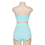 Sexy Short Two Piece Set Crop Tops And Shorts Bodycon Matching Sets Summer Clothes For Women Tracksuit