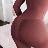 X00760L 2021 Fall and winter fashion Yoga sport suit solid color tights leggings suit female