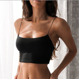 Summer Sexy Female Crop Tops 95% Cotton Women Sleeveless Straps Tank Top Solid Fitness Lady Camis Casual White Black