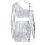 X01068M 2021 autumn winter new sexy hollow-out slim dress casual crop tops and short dress in stock