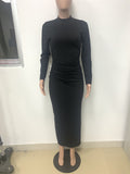 Phoenix New arrival sexy women dress+Ruffled dress with high collar and slit waist