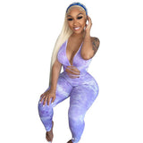 Tie Dye Ruched Casual Biker Shorts Rompers Women Workout Active Wear Skinny Playsuit Fashion Bodycon 2020