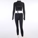 New autumn winter school bag button yoga suit two-piece jacket tight pants sport suit