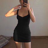 Sexy Skinny Bralette With Bow Low Cut Slim Dress 2020 Women Summer Fashion Sleeveless Backless Dress Female Party Club