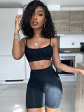 Active Wear Tracksuit Sexy Two Piece Women Crop Tops And Biker Short Set Bodycon Matching Sets Summer