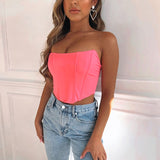 X00117C Sleeveless Off Shoulder Velvet Fashion Sexy Corset Crop Tops Vest Female Underwear Backless Bustier Top Solid