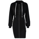 2020 Autumn/winter style Fashion zipper hooded dress women's dress new side lacing skirt dress in stock