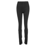 X01623C Phoenix Side Slit Solid Women Pencil Leggings 2021 Autumn New Fashion Streetwear Elastic Pants High Waist Tight Female