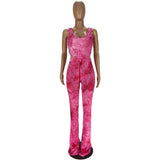 X00227L 2021 Hot style two-piece set for women+Tie-dye printed trousers with stacked bell bottoms