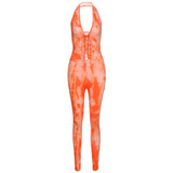 2020 Hot Sales Sexy Halter Jumpsuit Women Romper Women Regular Printed Bodysuit Lucky Label Jumpsuit