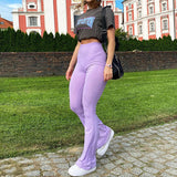 X00583V fashionable knit high waist buttocks casual trousers