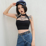 X00382S 2021 summer Cotton metal collar choker sexy ultra short vest