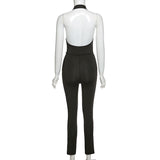 Summer women wear sexy neckwear and backless casual sports jumpsuits sleeveless top and long pants