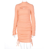 Hot style sexy rope hollowed-out dress for women 2021 autumn new long-sleeved slim skirt