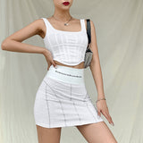 X00893C slim solid white tank top skinny cotton women 2021 new low-neck sexy sleeveless crop top female clothes casual