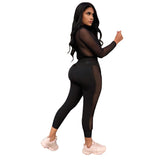 X00473M new fashion Women's sport casual trouser suit Sexy new gauze letter two - piece leisure suit