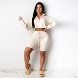 Zipper Sweatshirt Drawstring Pants Matching 2 Piece Set Women Autumn Loose Turtleneck Casual Elastic Active Sport wear