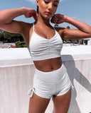 Wholesale summer wear women boutique shopping fitness fold gym casual 2 piece set clothing 2020