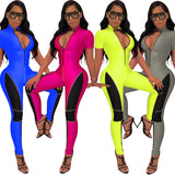 2020 New winter Women's long sleeve T-shirt feminine feeling V neck zipper toning jumpsuit