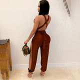 Plus-size women's dress with low back deep V and high waist hollowed-out sexy lantern jumpsuit plus size in stock