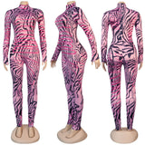 Phoenix New arrival Long-sleeved printed jumpsuits+Slim patterned long-sleeved club suits