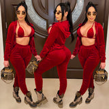 2021 Autumn winter The fall's new spiderweb print long sleeve jumpsuit with corset feet two piece suit