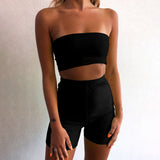 X30015S 2021 spring/summer women's fashion bodice backless short pants two piece yoga web celebrity exercise suit high quality