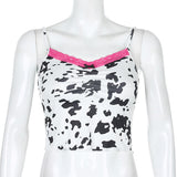 X00508M 2021 Autumn Summer new cow print crop navel super short sexy condole belt vest