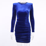 Suede Shoulder Pads Mini Dress Women Dress Solid Long Sleeve Irregular Dresses Ladies Winter Warm Sexy Elegant Vestidos