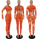 X00363L Phoenix New arrival sport women two-piece set+Tie-dye long sleeve with two sets of fingers