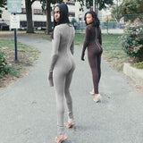 autumn fashion women full long sleeve zipper jumpsuits striped stretchy activewear fitness sporty workout skinny outfits