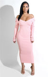 Sexy off-the-shoulder dress from a European or American nightclub Long - sleeved big V neck women dress