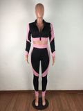 New arrival sport women two-piece set+Matching color slimming package hip hole sexy sports suit