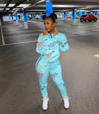 X01144S Stylish digital printed monogram hoodie sports suit