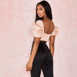 X00064S Solid short sleeved sexy breast wrap crop back slim versatile jacket crop tops t-shirts women