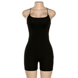 black Skinny Spaghetti Strap sleeveless Street woman Rompers 2020 club Bodycon bodysuit en jumpsuits body femme