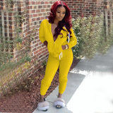 X00259L 2021 Hot style women two-piece sets+Solid color sport long sleeve pants and hooded suit