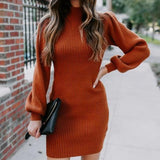 2020 autumn/winter new arrival High-necked slim sexy thickened tight knitted woollen dresses in stock