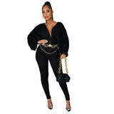 2020 Hot style Sexy women Deep V neck jumpsuit Backless leash bat-sleeve suit Plus size in stock