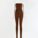 Cotton Knitted Sexy Jumpsuit Women Off Shoulder Bodycon Rompers Womens Jumpsuit With Belt Fashion Long Pants Jumpsuits