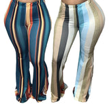 X00927S Phoenix 2021 fashion casual stripe print bell-bottom trousers