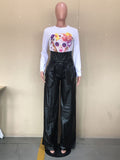 X00925M 2021 NEW STYLE PU high waist pants Casual leather trousers for women in stock