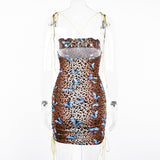 new style women animal print dress sexy bandage slip dress female club clothing evening