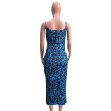 Sexy Cheetah Leopard Print Midi Dress Women Clothes Plus Size Vestido Elegant Spaghetti Strap Bodycon Night Club Dresses