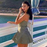 Hot style sexy wave dot halter tee dress 2021 summer women's beach holiday fascinating mini skirt