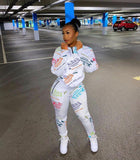 X01144S Stylish digital printed monogram hoodie sports suit