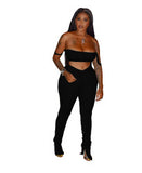 2 Two Piece Set Women Crop Top And Stacked Ruched Split Hem Flare Pants Sexy Tracksuit